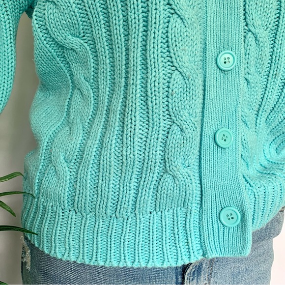 b l u e :: Vintage Granny Cable Knit Braided Cardigan Sweater - Picture 9 of 11